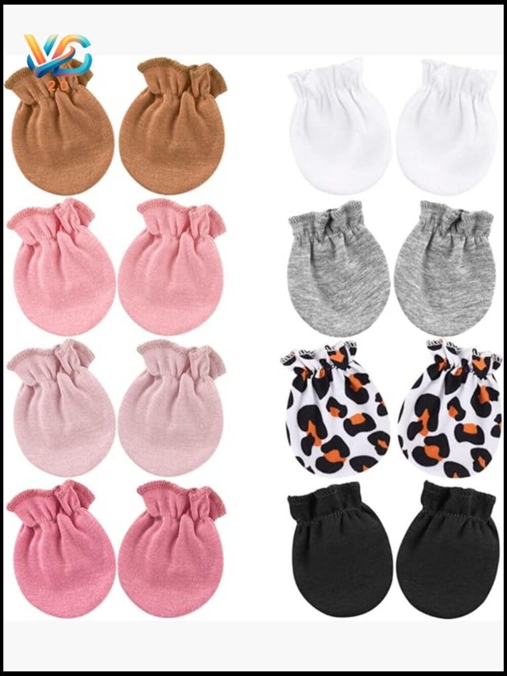 Newborn Cotton Mittens No Scratch Elastic Wrist Gloves 0-6 Months Baby Unisex
